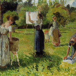 卡米耶·毕沙罗(Camille Pissarro)高清作品:Laundresses at Eragny