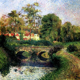 卡米耶·毕沙罗(Camille Pissarro)高清作品:Little Bridge on the Voisne, Osny