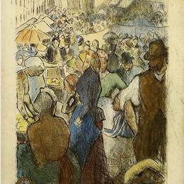 卡米耶·毕沙罗(Camille Pissarro)高清作品:Market at Gisors, Rue Cappeville