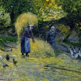 卡米耶·毕沙罗(Camille Pissarro)高清作品:Peasants Carrying Straw, Montfoucault