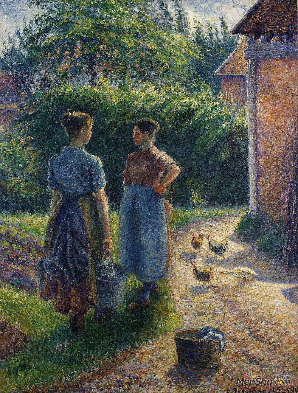 卡米耶畢沙羅camillepissarro高清作品peasantschattinginthefarmyard