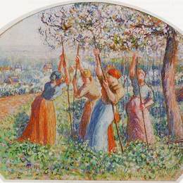 《农民种植豌豆（也称农民种植园）》卡米耶·毕沙罗(Camille Pissarro)高清作品欣赏