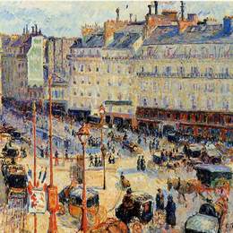 《哈佛广场，巴黎》卡米耶·毕沙罗(Camille Pissarro)高清作品欣赏