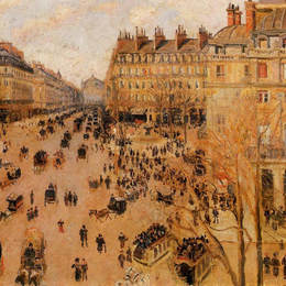 卡米耶·毕沙罗(Camille Pissarro)高清作品:Place du Thretre Francais Sun Effect