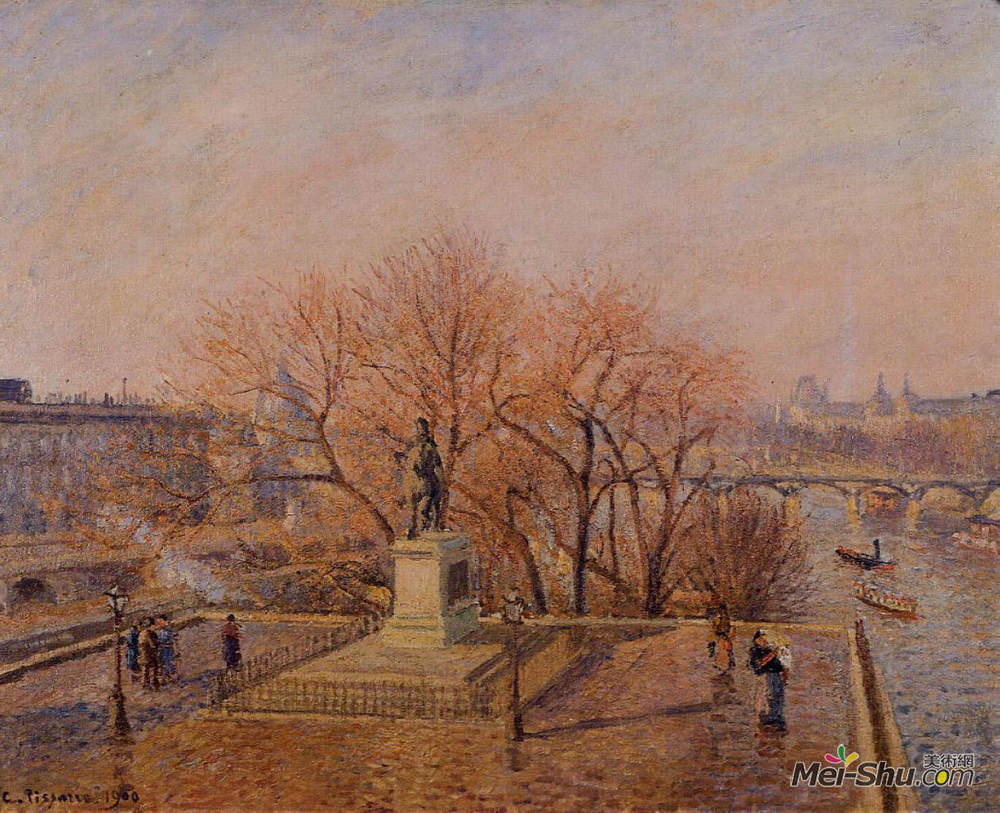 camille pissarro卡米耶·畢沙羅油畫5076《新橋,《亨利四世雕像,陽光