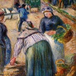 卡米耶·毕沙罗(Camille Pissarro)高清作品:Potato Market, Boulevard des Fosses, Pontoise