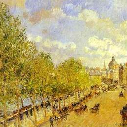 卡米耶·毕沙罗(Camille Pissarro)高清作品:Quai Malaquais in the Afternoon, Sunshine