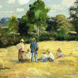 卡米耶·毕沙罗(Camille Pissarro)高清作品:Resting Harvesters, Montfoucault