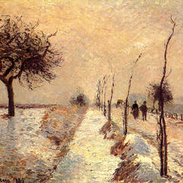 卡米耶·毕沙罗(Camille Pissarro)高清作品:Road at Eragny, Winter