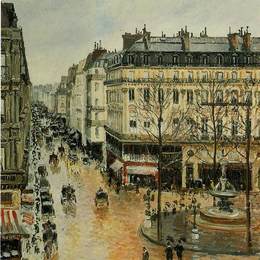 《圣奥纳雷街，下午，雨效应》卡米耶·毕沙罗(Camille Pissarro)高清作品欣赏
