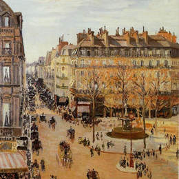 卡米耶·毕沙罗(Camille Pissarro)高清作品:Rue Saint-Honore, Sun Effect, Afternoon