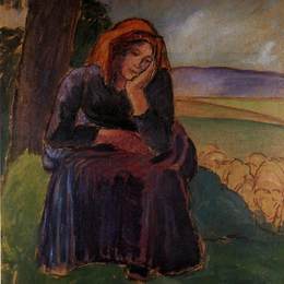 《坐著的牧羊女》卡米耶·毕沙罗(Camille Pissarro)高清作品欣赏