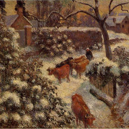 卡米耶·毕沙罗(Camille Pissarro)高清作品:Snow Effect in Montfoucault