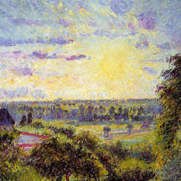 卡米耶·毕沙罗(Camille Pissarro)高清作品:Sunset at Eragny