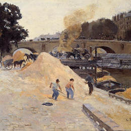 卡米耶·毕沙罗(Camille Pissarro)高清作品:The Banks of the Seine in Paris, Pont Marie, Quai d