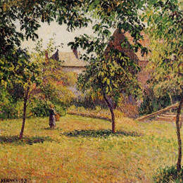 《谷仓，早晨，Eragny》卡米耶·毕沙罗(Camille Pissarro)高清作品欣赏