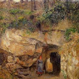 《在冬宫，蓬图瓦兹的承运人》卡米耶·毕沙罗(Camille Pissarro)高清作品欣赏