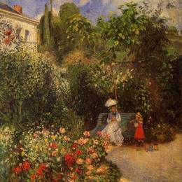 《蓬图瓦兹的花园》卡米耶·毕沙罗(Camille Pissarro)高清作品欣赏