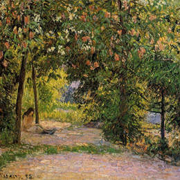 卡米耶·毕沙罗(Camille Pissarro)高清作品:The Garden in Spring, Eragny