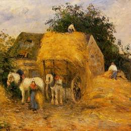 卡米耶·毕沙罗(Camille Pissarro)高清作品:The Hay Wagon, Montfoucault