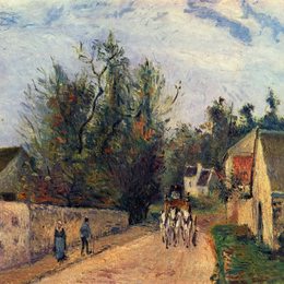 卡米耶·毕沙罗(Camille Pissarro)高清作品:The Stage on the Road from Ennery to lHermigate, Po