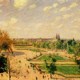 卡米耶·毕沙罗(Camille Pissarro)高清作品:The Tuilleries Gardens Morning, Spring, Sun