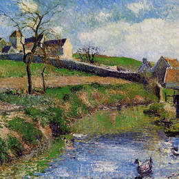 卡米耶·毕沙罗(Camille Pissarro)高清作品:View of a Farm in Osny