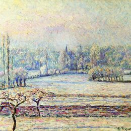 卡米耶·毕沙罗(Camille Pissarro)高清作品:View of Bazincourt, Frost, Morning