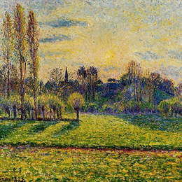 卡米耶·毕沙罗(Camille Pissarro)高清作品:View of Bazincourt, Sunset