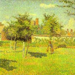 卡米耶·毕沙罗(Camille Pissarro)高清作品:Woman in an Orchard, Spring Sunshine in a Field, Eragny