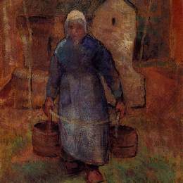 《带桶的女人》卡米耶·毕沙罗(Camille Pissarro)高清作品欣赏