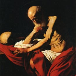 《圣杰罗姆在冥想中》卡拉瓦乔(Caravaggio)高清作品欣赏