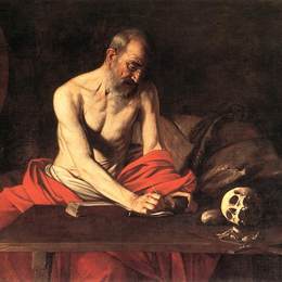 《圣杰罗姆写作》卡拉瓦乔(Caravaggio)高清作品欣赏
