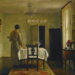 《艺术家的妻子摆桌子》卡尔何露斯(Carl Hols&amp;amp#248e)高清作品欣赏