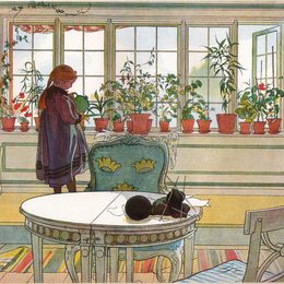 《窗台上的花》卡尔·拉森(Carl Larsson)高清作品欣赏