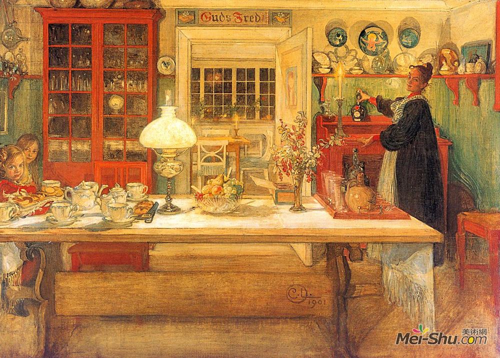 《为游戏做好准备》卡尔·拉森(Carl Larsson)高清作品欣赏_卡尔·拉森作品_卡尔·拉森专题网站_艺术大师_美术网-Mei-shu.com