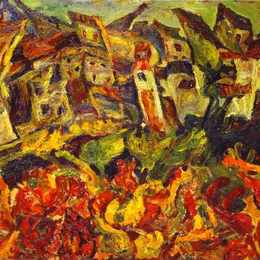 《尖顶房屋》柴姆·苏丁(Chaim Soutine)高清作品欣赏