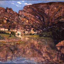 《悬崖脚下的小村庄里》查尔斯·科泰(Charles Cottet)高清作品欣赏