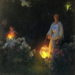 《灯笼》查尔斯·考特尼·柯伦(Charles Courtney Curran)高清作品欣赏