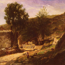 《进村》科罗、让-弗朗索瓦·米勒和查理-法兰斯瓦·杜比尼(Charles-Francois Daubigny)高清作品欣赏