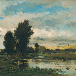 《法国河景》科罗、让-弗朗索瓦·米勒和查理-法兰斯瓦·杜比尼(Charles-Francois Daubigny)高清作品欣赏