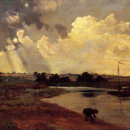 《河岸》科罗、让-弗朗索瓦·米勒和查理-法兰斯瓦·杜比尼(Charles-Francois Daubigny)高清作品欣赏