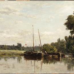 《驳船》科罗、让-弗朗索瓦·米勒和查理-法兰斯瓦·杜比尼(Charles-Francois Daubigny)高清作品欣赏