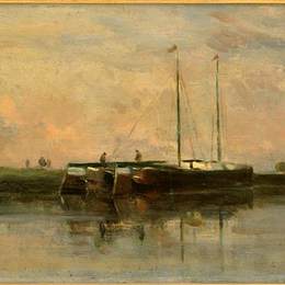 科罗、让-弗朗索瓦·米勒和查理-法兰斯瓦·杜比尼(Charles-Francois Daubigny)高清作品:The barges in Bezons