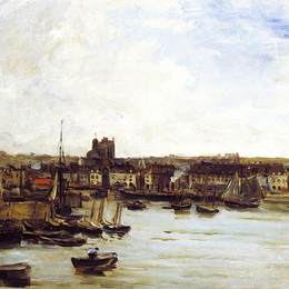 《迪佩港》科罗、让-弗朗索瓦·米勒和查理-法兰斯瓦·杜比尼(Charles-Francois Daubigny)高清作品欣赏