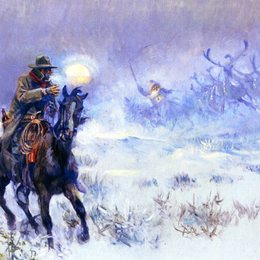《见圣诞老人》查尔斯·拉塞尔(Charles M. Russell)高清作品欣赏