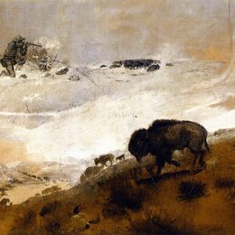 《展台。越过密苏里州》查尔斯·拉塞尔(Charles M. Russell)高清作品欣赏