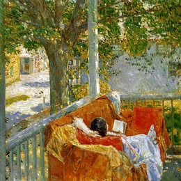 《门廊上的沙发》施尔德·哈森(Childe Hassam)高清作品欣赏