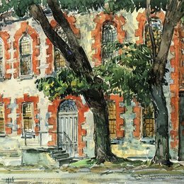 《纽约菲什基尔老荷兰大厦》施尔德·哈森(Childe Hassam)高清作品欣赏