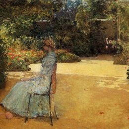 施尔德·哈森(Childe Hassam)高清作品:The Artists Wife in a Garden, Villiers-le-Bel